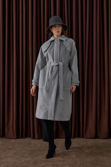 Lona Fermuarlı Büyük Cepli Kaban GRİ