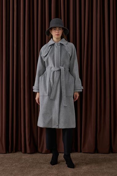 Lona Fermuarlı Büyük Cepli Kaban GRİ