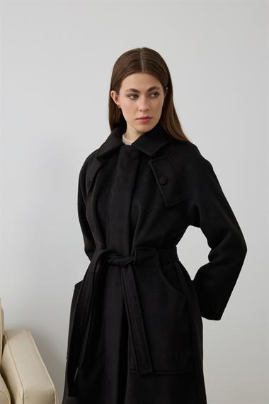 Lona Fermuarlı Büyük Cepli Kaban SİYAH