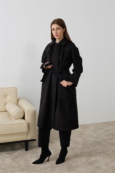 Lona Fermuarlı Büyük Cepli Kaban SİYAH