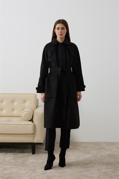 Lona Fermuarlı Büyük Cepli Kaban SİYAH