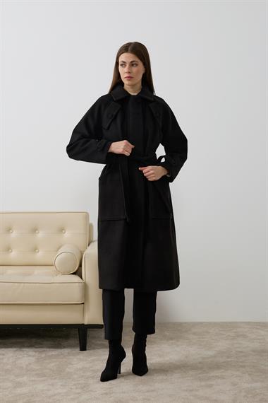 Lona Fermuarlı Büyük Cepli Kaban SİYAH