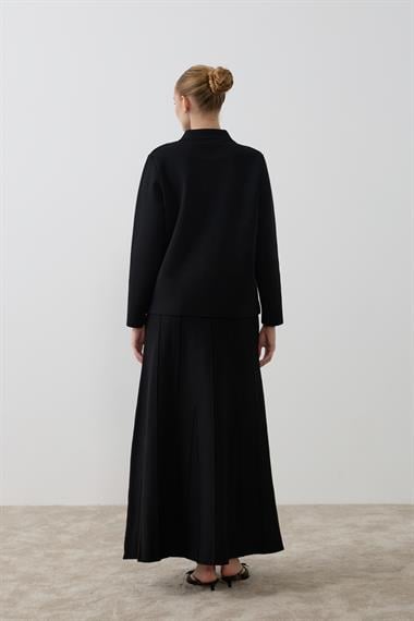 Marin Gold Düğmeli Triko Etekli Takım SİYAH