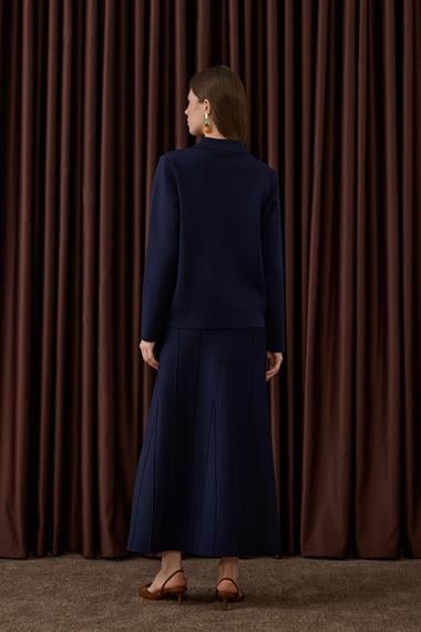 Marin Gold Düğmeli Triko Etekli Takım LACİVERT