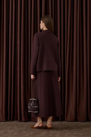 Marin Gold Düğmeli Triko Etekli Takım KAHVERENGİ