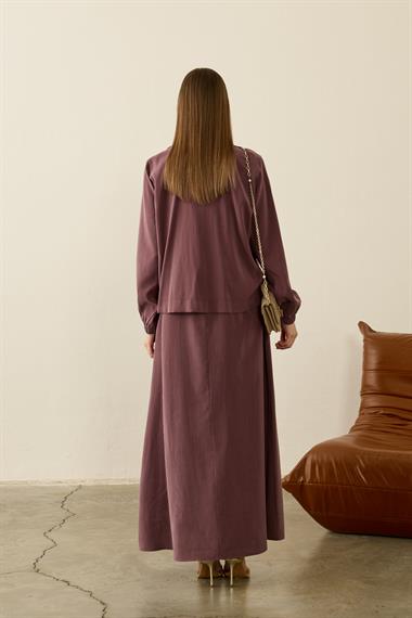 Melosh Büyük Cepli Modal İçlik Elbiseli Takım MÜRDÜM