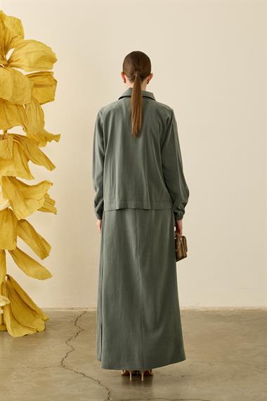 Melosh Büyük Cepli Modal İçlik Elbiseli Takım ZÜMRÜT