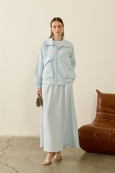 Melosh Büyük Cepli Modal İçlik Elbiseli Takım MAVİ