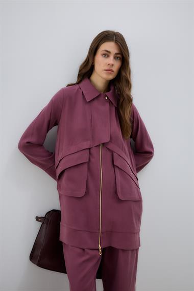 Melosh Fermuarlı Büyük Cepli Allerli Pantolonlu Takım MÜRDÜM