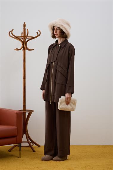 Melosh Fermuarlı Büyük Cepli Allerli Pantolonlu Takım KAHVERENGİ