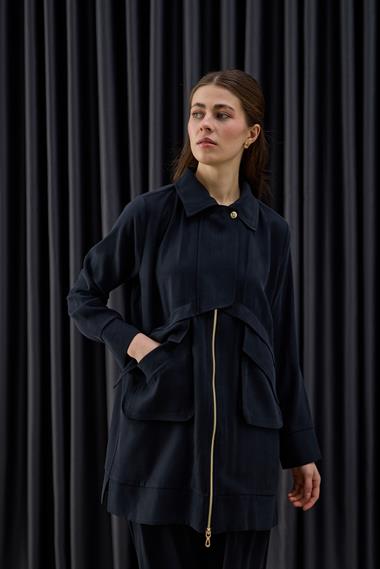 Melosh Fermuarlı Büyük Cepli Allerli Pantolonlu Takım SİYAH