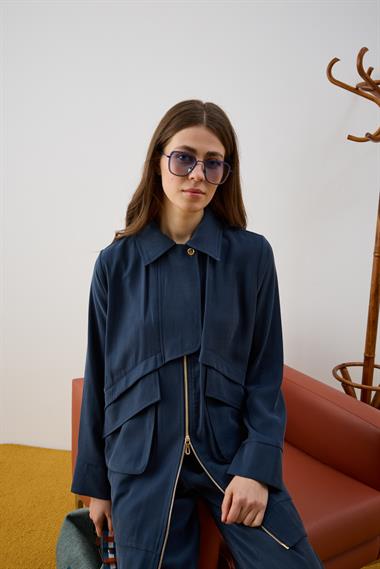 Melosh Fermuarlı Büyük Cepli Allerli Pantolonlu Takım LACİVERT