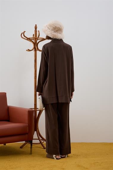 Melosh Fermuarlı Büyük Cepli Allerli Pantolonlu Takım KAHVERENGİ