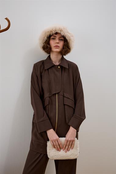 Melosh Fermuarlı Büyük Cepli Allerli Pantolonlu Takım KAHVERENGİ