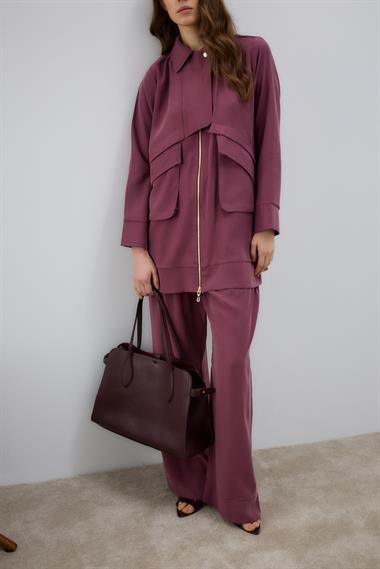 Melosh Fermuarlı Büyük Cepli Allerli Pantolonlu Takım MÜRDÜM