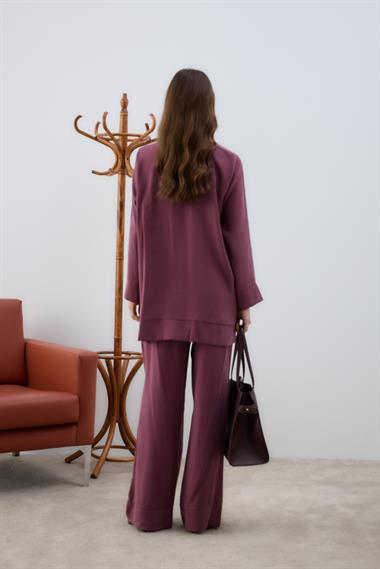 Melosh Fermuarlı Büyük Cepli Allerli Pantolonlu Takım MÜRDÜM