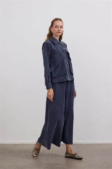 Melosh Fermuarlı ve Pileli Etekli Takım LACİVERT