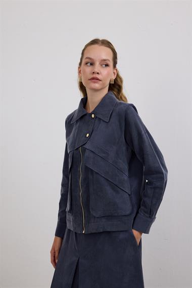 Melosh Fermuarlı ve Pileli Etekli Takım LACİVERT