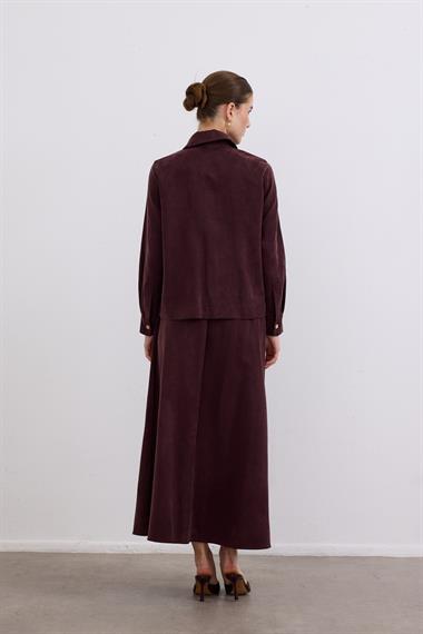 Melosh Fermuarlı ve Pileli Etekli Takım MÜRDÜM