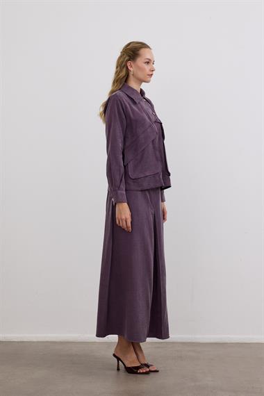 Melosh Fermuarlı ve Pileli Etekli Takım MOR