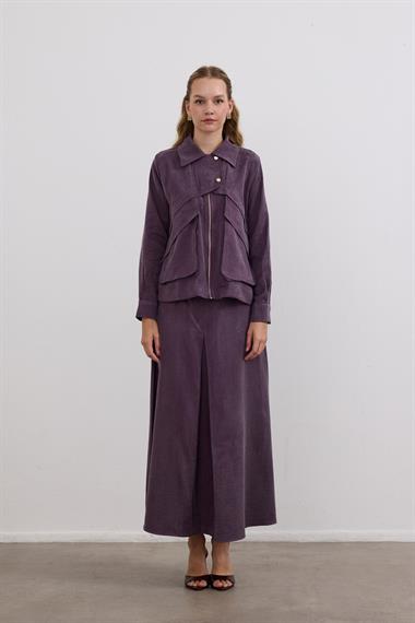 Melosh Fermuarlı ve Pileli Etekli Takım MOR