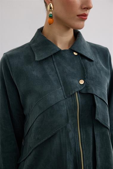 Melosh Fermuarlı ve Pileli Etekli Takım ZÜMRÜT