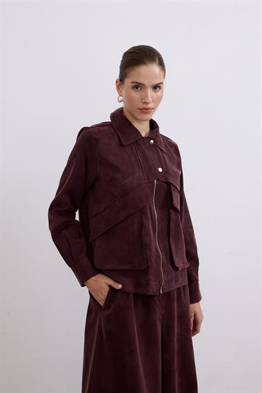 Melosh Fermuarlı ve Pileli Etekli Takım MÜRDÜM