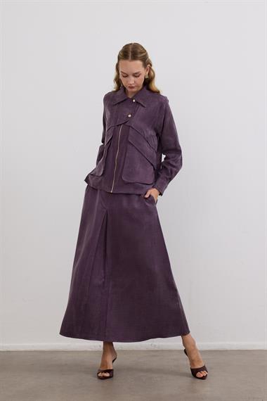 Melosh Fermuarlı ve Pileli Etekli Takım MOR