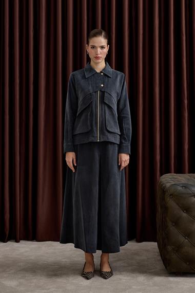 Melosh Fermuarlı ve Pileli Etekli Takım SİYAH