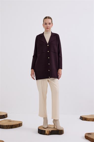 Misty Cepli Kısa Triko Hırka KAHVERENGİ