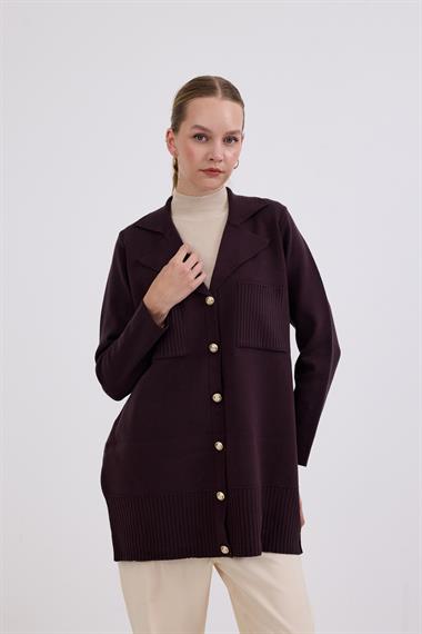 Misty Cepli Kısa Triko Hırka KAHVERENGİ