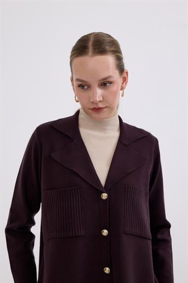 Misty Cepli Kısa Triko Hırka KAHVERENGİ