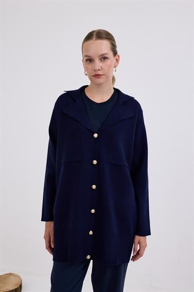 Misty Cepli Kısa Triko Hırka LACİVERT