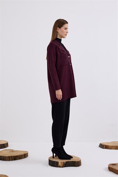 Misty Cepli Kısa Triko Hırka MÜRDÜM