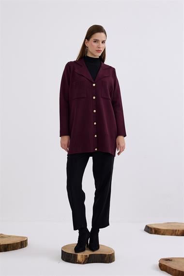 Misty Cepli Kısa Triko Hırka MÜRDÜM