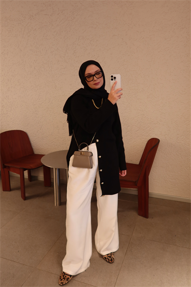 Misty Cepli Kısa Triko Hırka SİYAH