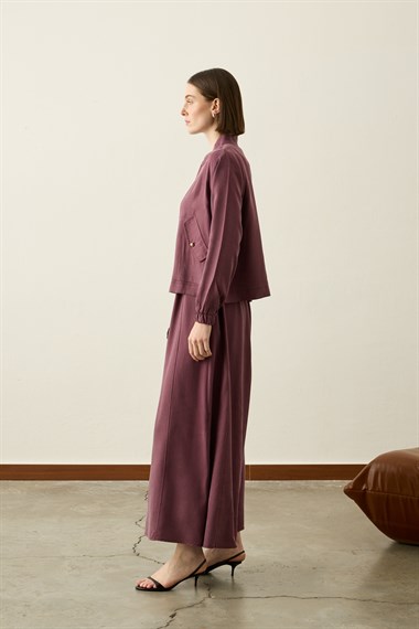 Mona Kolej Yaka Lyocell İçlik Elbiseli Takım MÜRDÜM