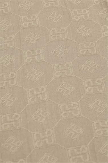 Monogram Jakarlı Pamuk Floş Şal TAŞ