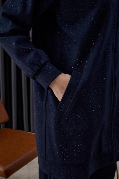 Nairobi Fermuarlı Taşlı Pantolonlu Takım LACİVERT