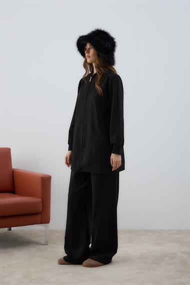 Nairobi Fermuarlı Taşlı Pantolonlu Takım SİYAH