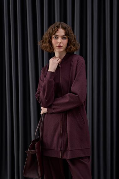 Nairobi Fermuarlı Taşlı Pantolonlu Takım MÜRDÜM