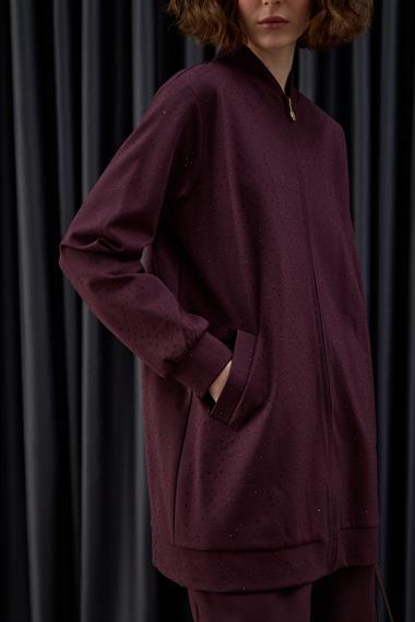 Nairobi Fermuarlı Taşlı Pantolonlu Takım MÜRDÜM