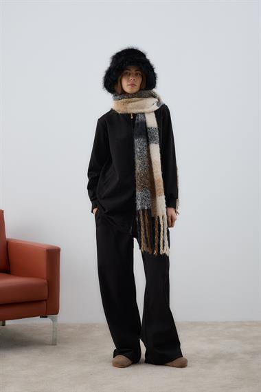 Nairobi Fermuarlı Taşlı Pantolonlu Takım SİYAH