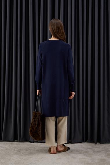 Nely Gold Düğmeli Kısa Triko Hırka LACİVERT