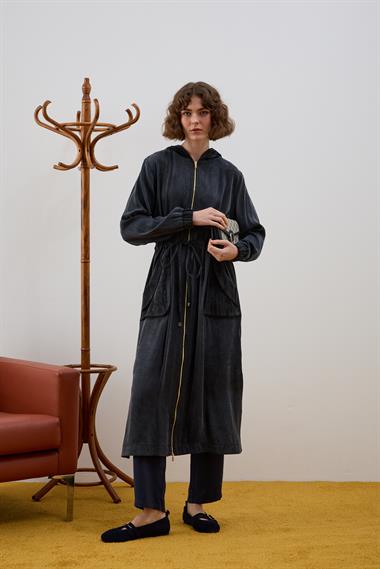 Nevada Jakar Garniili Uzun Kap SİYAH