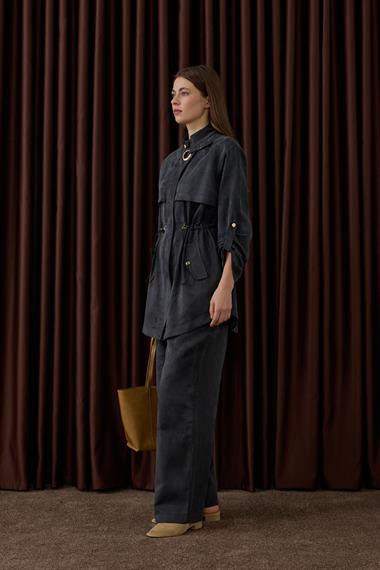 New Alvin Gold Aksesuarlı Pantolonlu Takım SİYAH