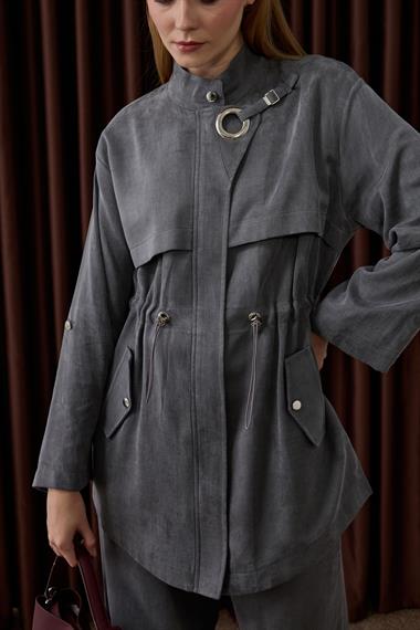 New Alvin Gold Aksesuarlı Pantolonlu Takım GRİ