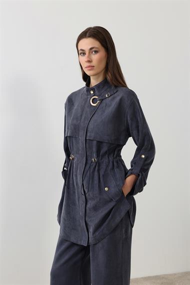 New Alvin Gold Aksesuarlı Pantolonlu Takım LACİVERT