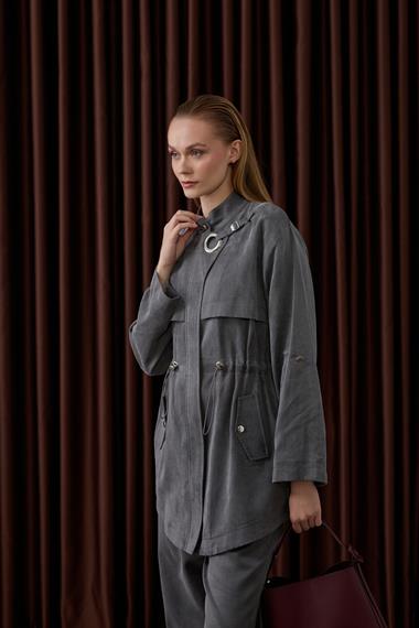 New Alvin Gold Aksesuarlı Pantolonlu Takım GRİ