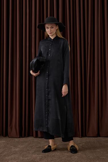 New Capri Asimetrik Cepli Uzun Tunik SİYAH